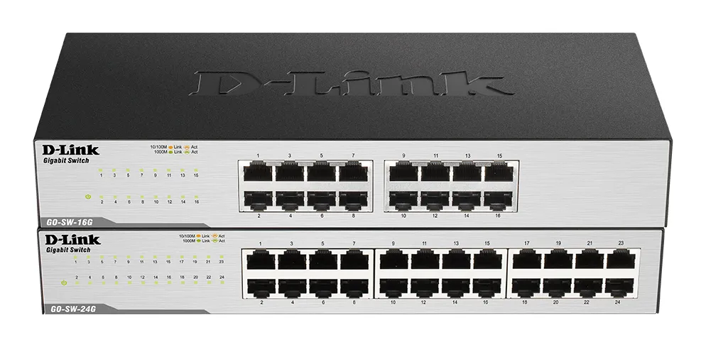 D-Link GO 16-port gigabit switch, svart