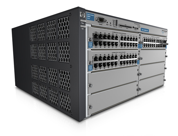 HPE ProCurve Switch 4208vl-72GS 68 ports of 10/100/1000-T and 4 ports of SFP in a 5U chassis with five open module slots