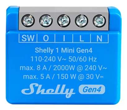 Shelly 1 Mini Gen4 smart relay, blue