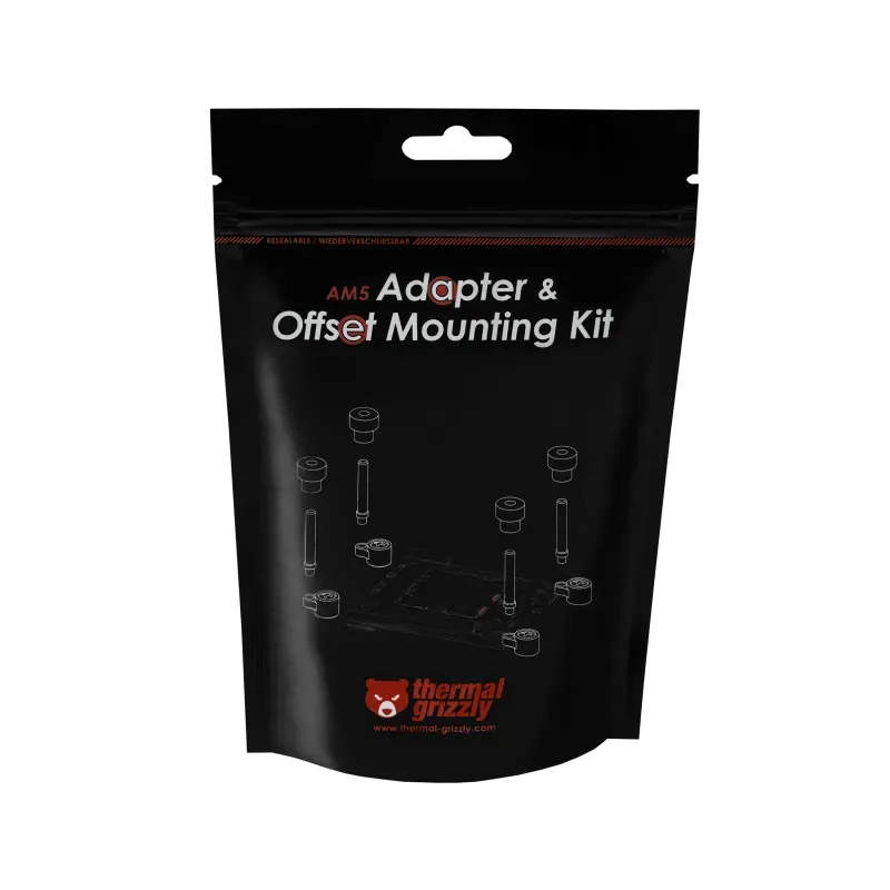 Thermal Grizzly AM5 Adapter &amp; Offset Mounting Kit TG-AD-AM5-MK Monteringssats, svart