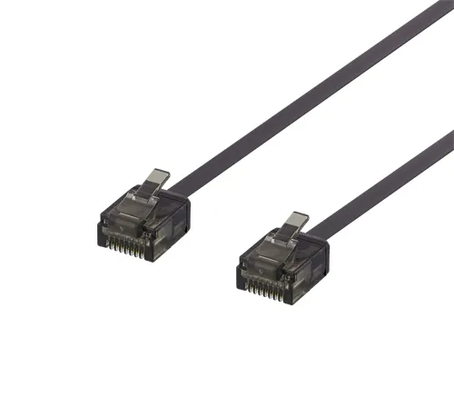 Deltaco Cat6a U/UTP - network cable, 1 m, Flat, Black