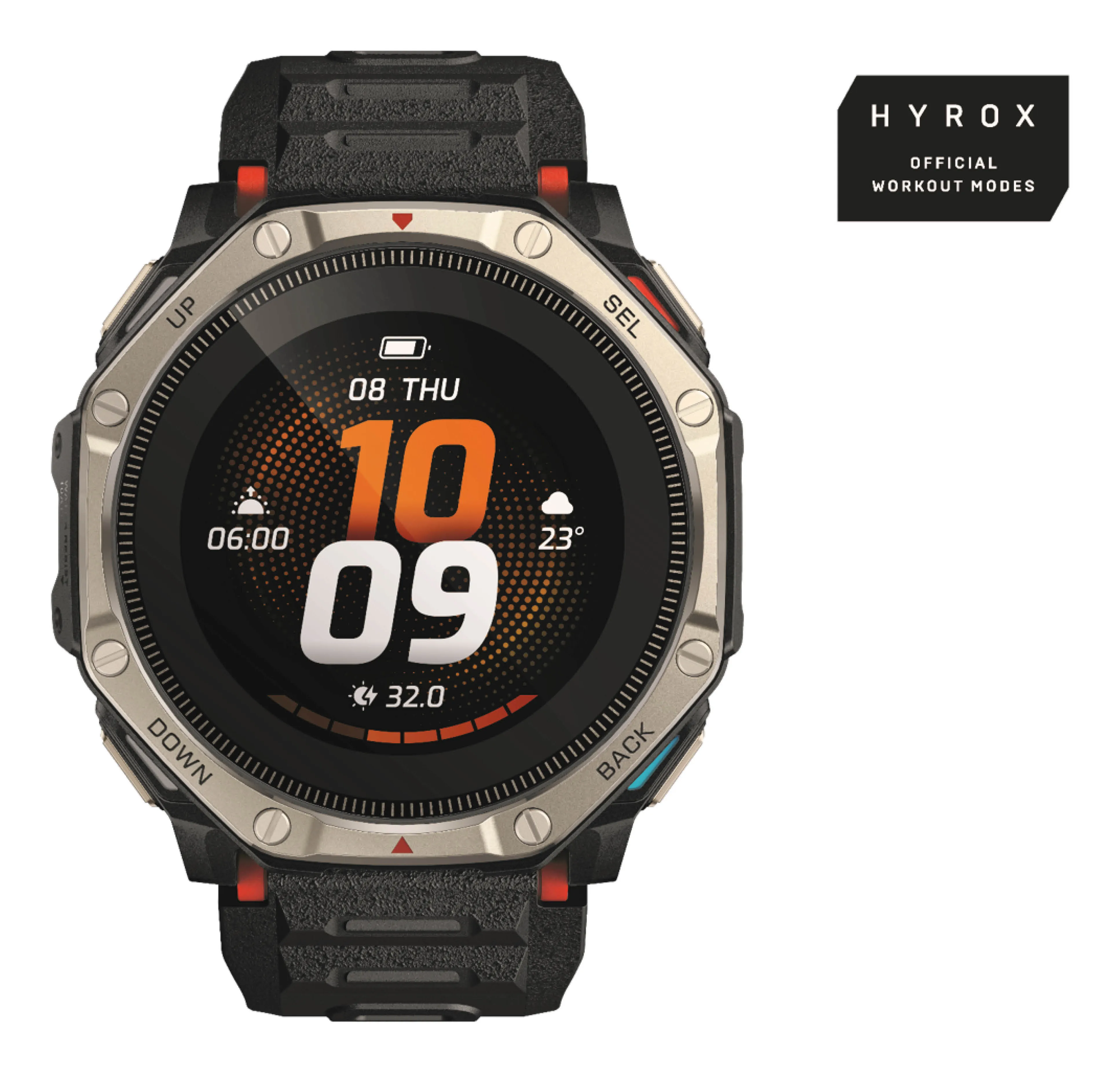 Amazfit T-Rex Dual Solar 51mm Smartwatch, Black