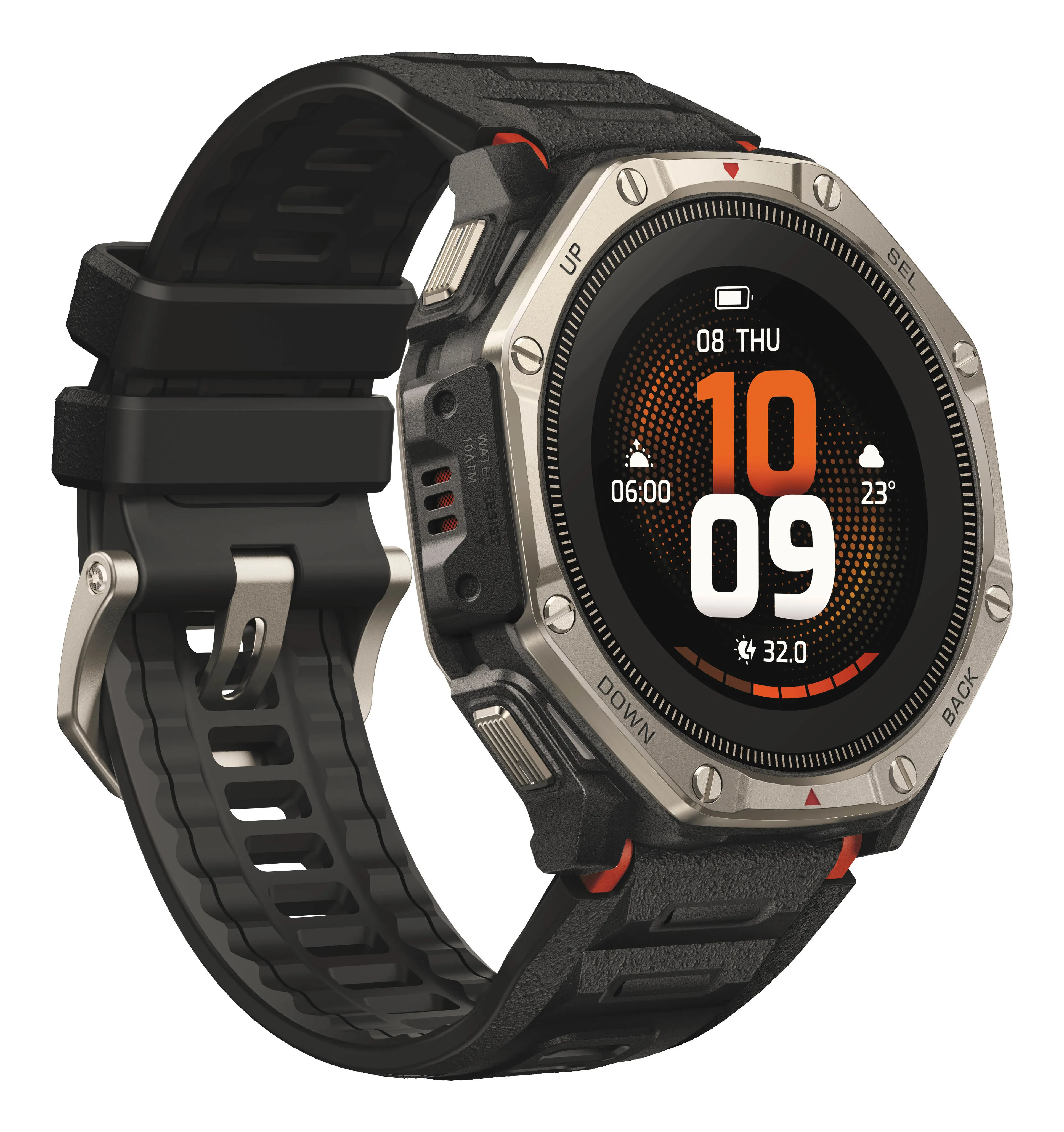 Amazfit T-Rex Dual Solar 51mm Smartwatch, Black
