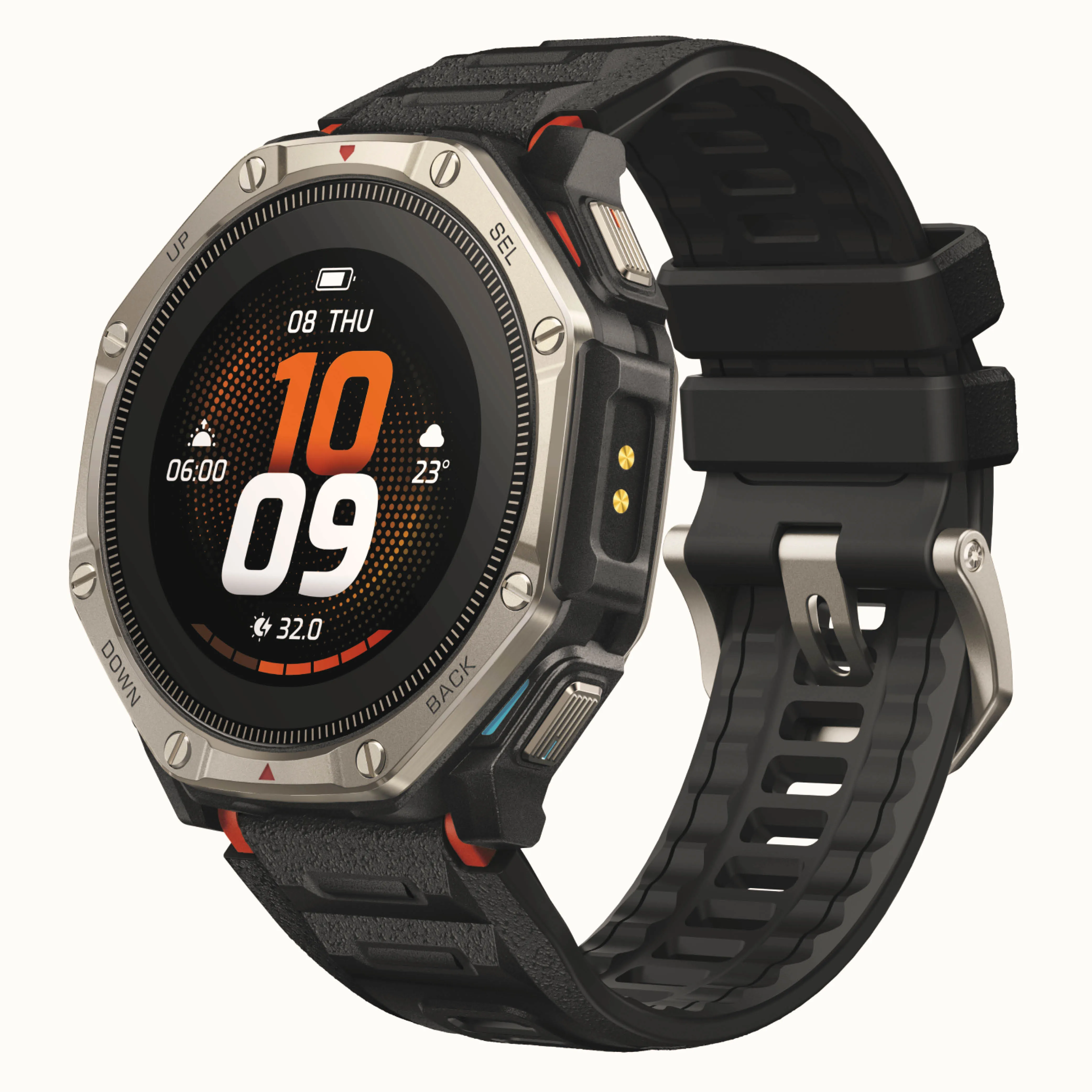 Amazfit T-Rex Dual Solar 51mm Smartwatch, Black
