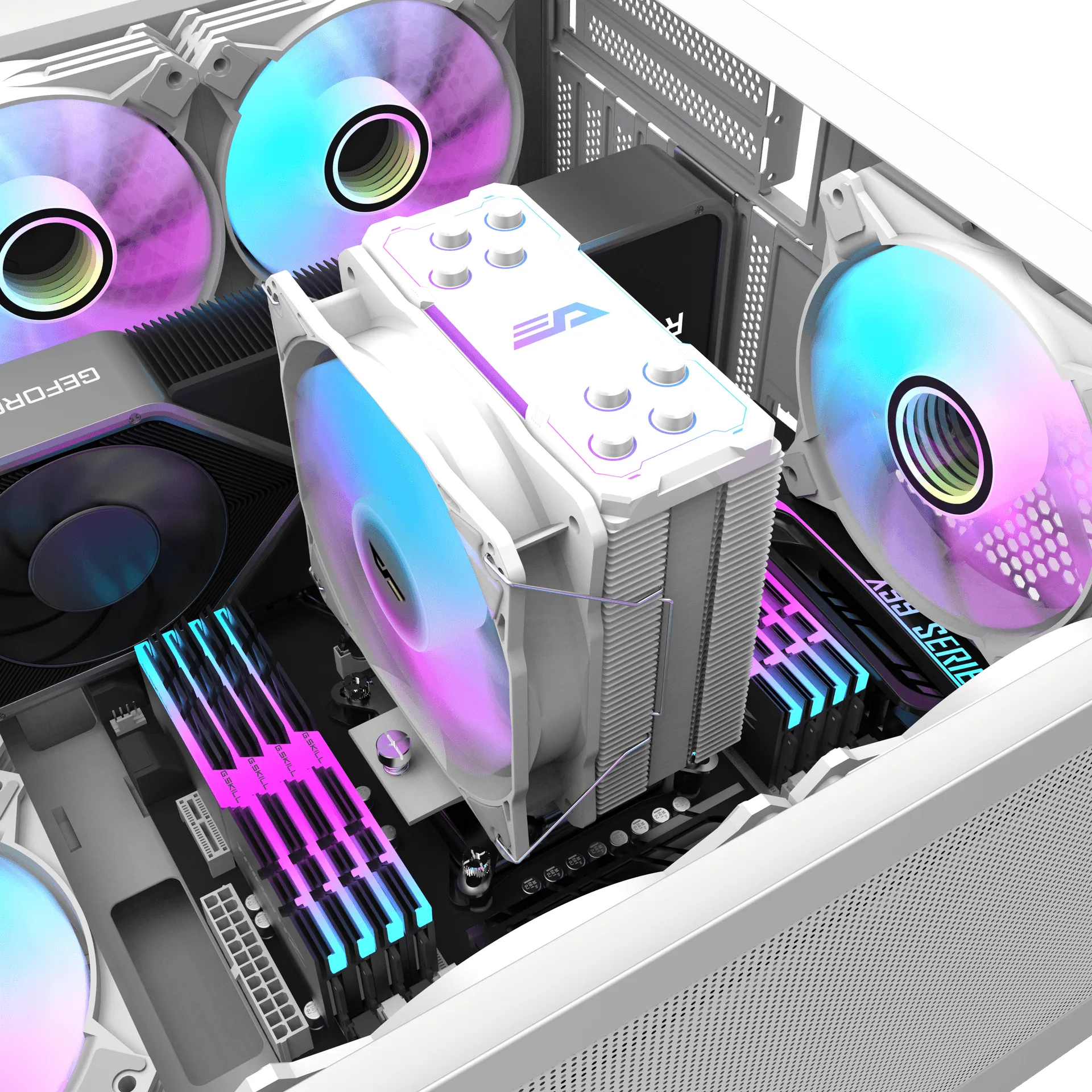 DARKFLASH Z4 Pro 120mm PWM ARGB CPU Air Cooler, Mist White