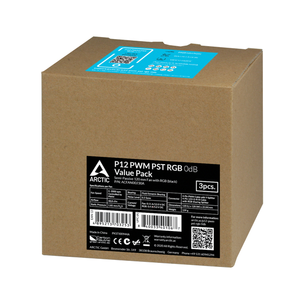 Arctic P12 PWM PST RGB 0dB (Black) 3-pack