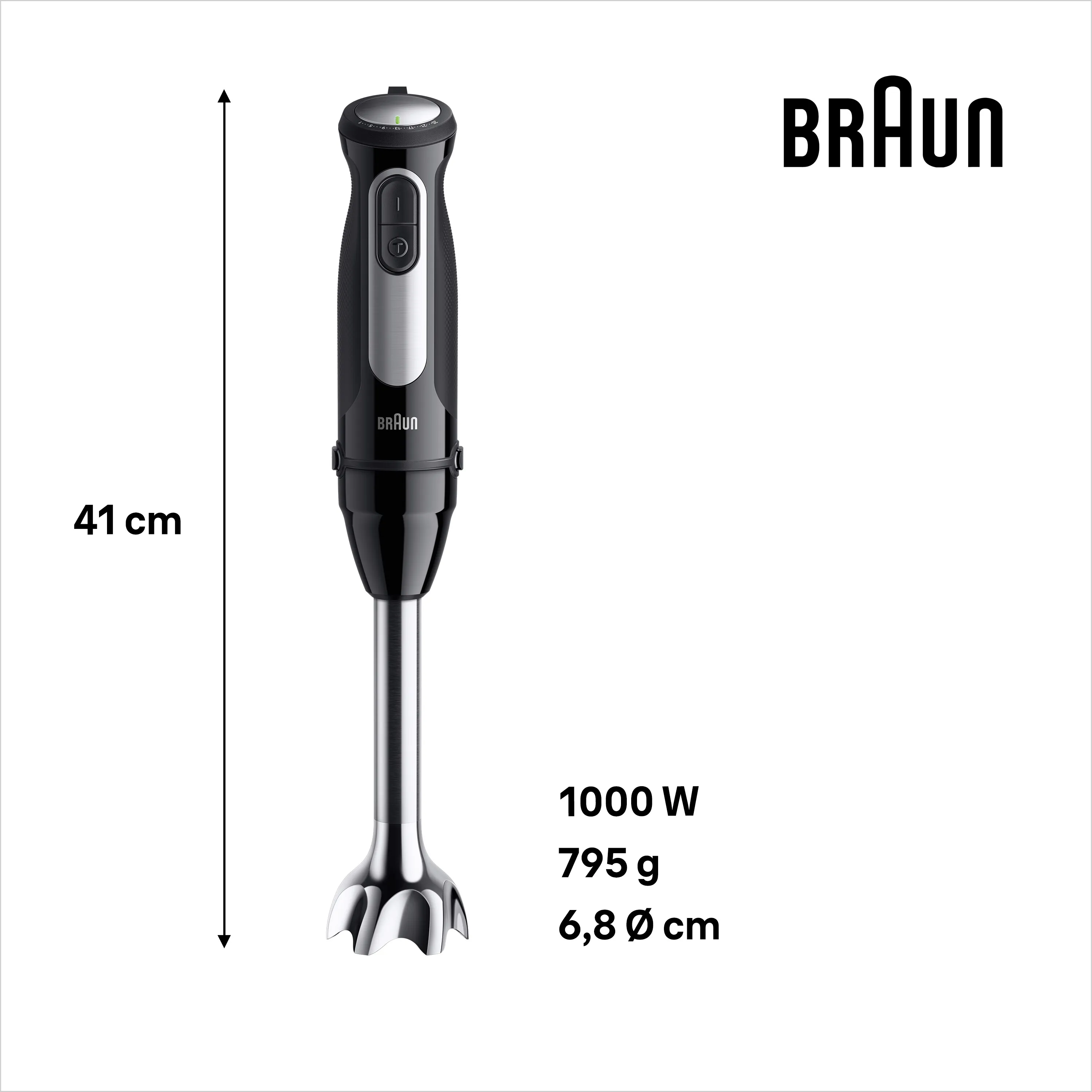 Braun MultiQuick 5 MQ55.254MBK - immersion blender, 0.5l, Black, Stainless steel
