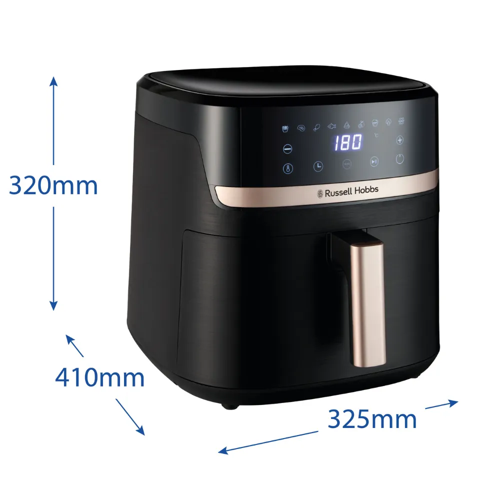 Airfryer Satisfry Air Fryer -kiertoilmakypsennin, Musta, 8.3l