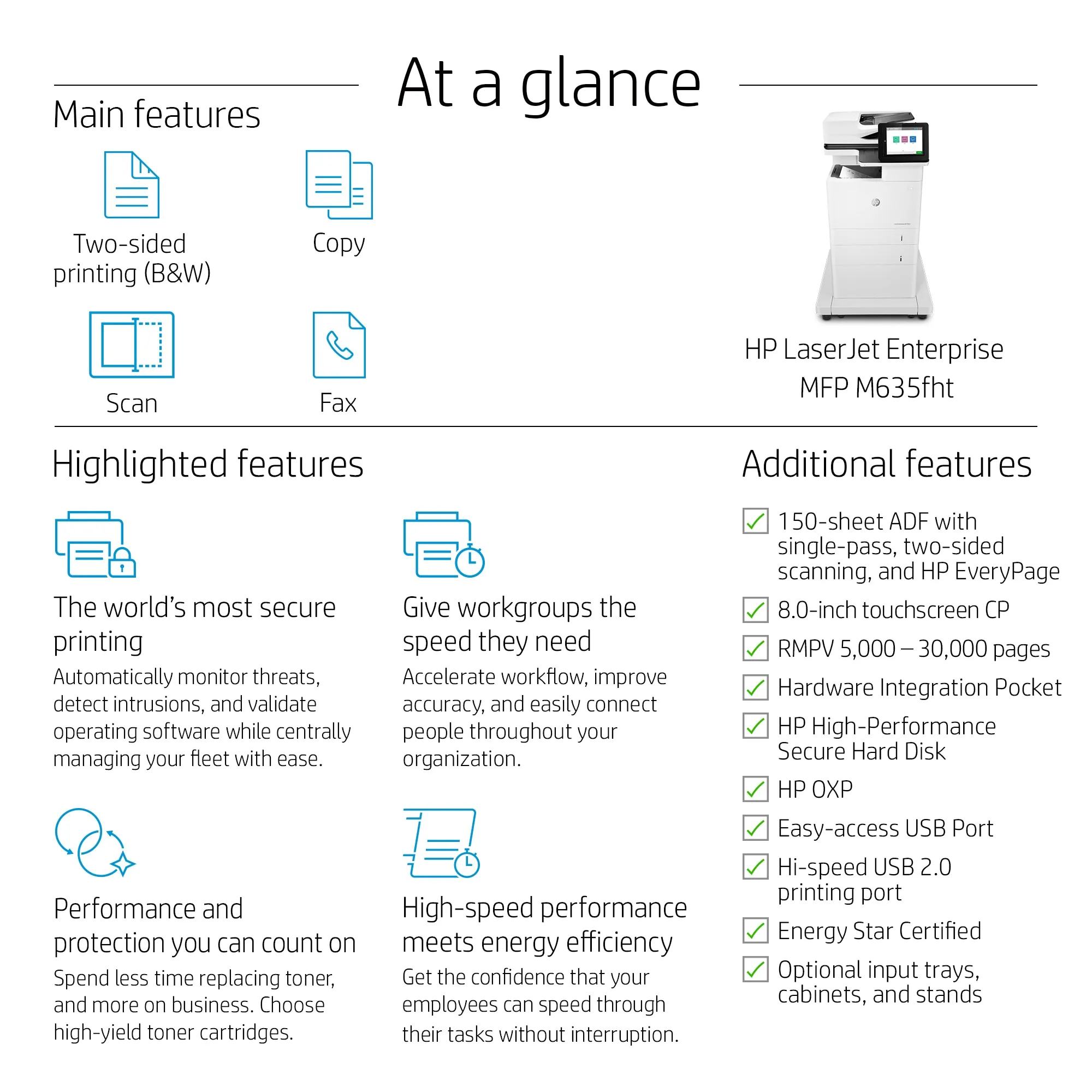 HP LaserJet Enterprise MFP M635fht Mono A4 61 ppm (ML)