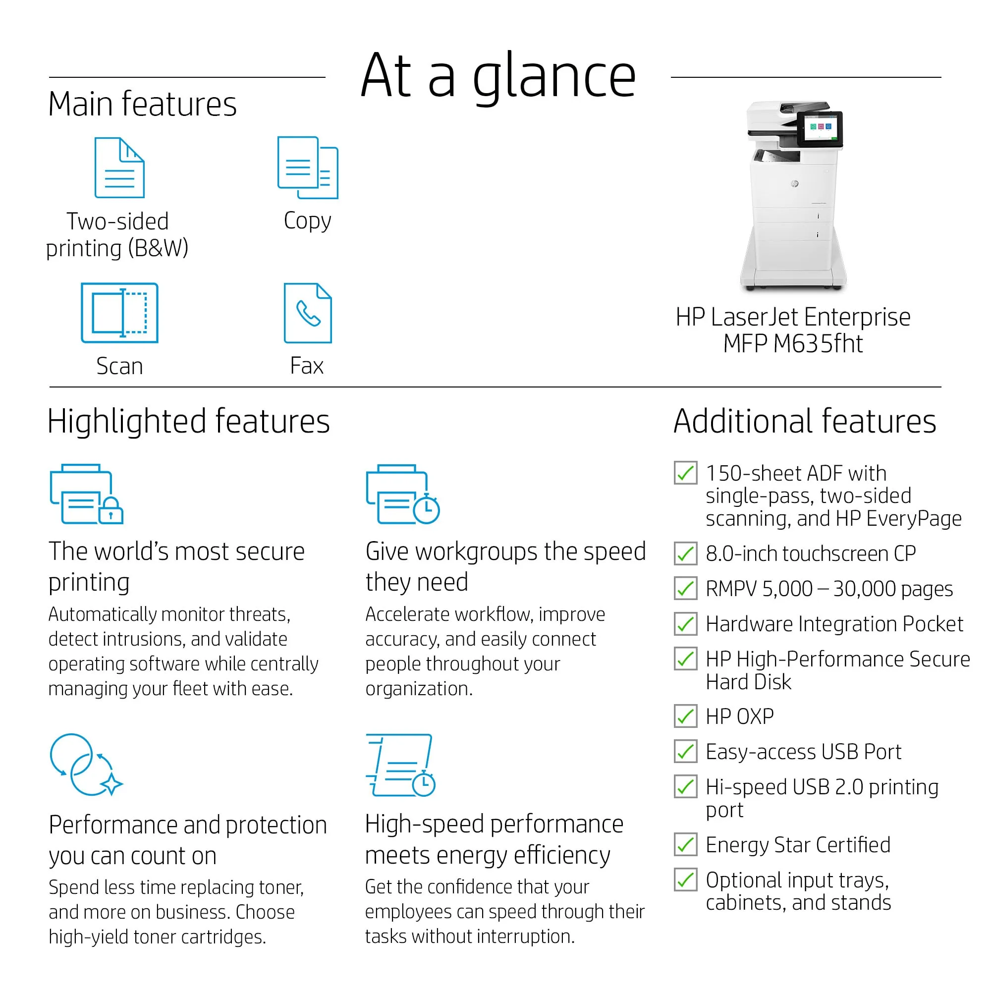 HP LaserJet Enterprise MFP M635fht Mono A4 61 ppm (ML)