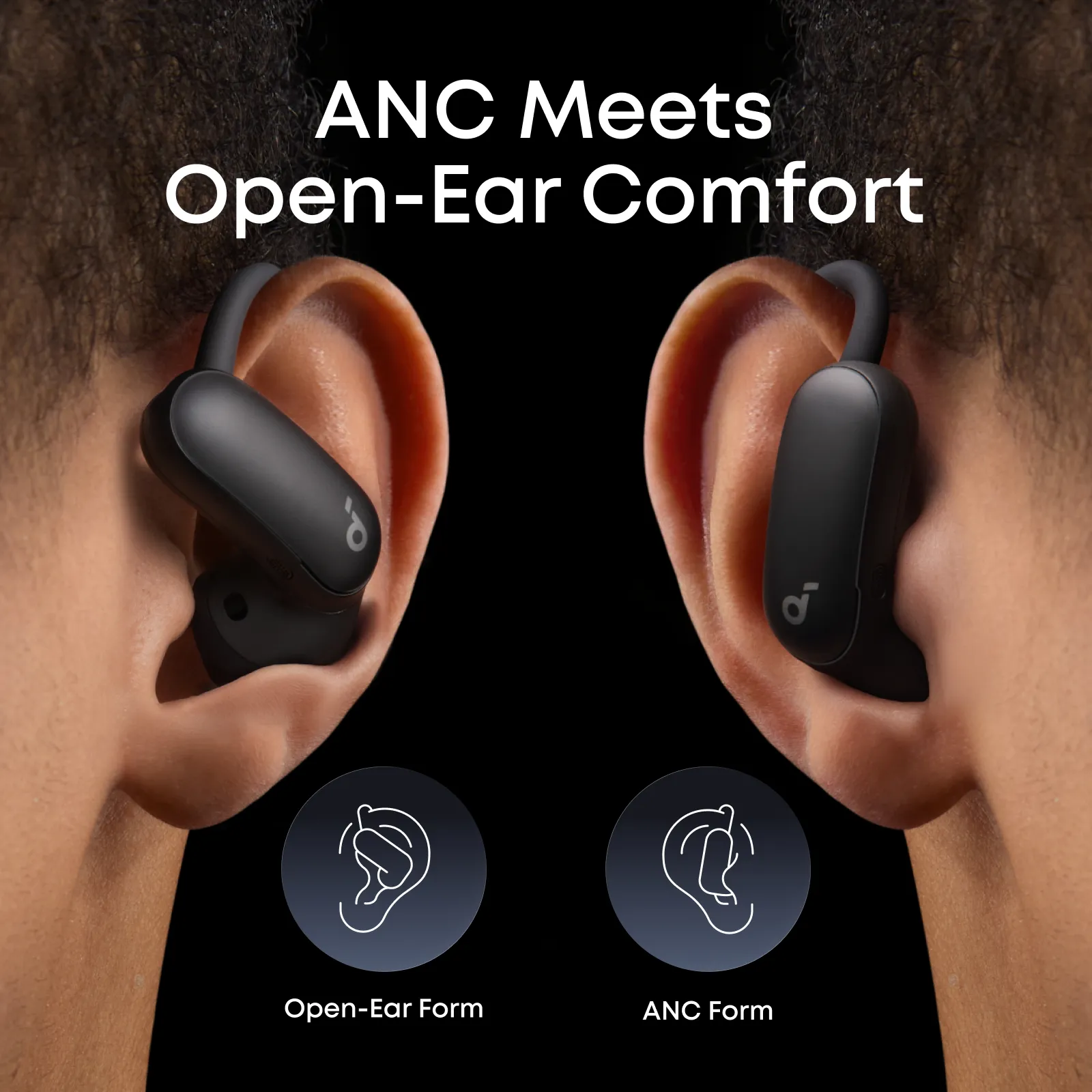 Anker Soundcore AeroFit 2 Pro tr&aring;dl&ouml;sa in-ear h&ouml;rlurar, svart