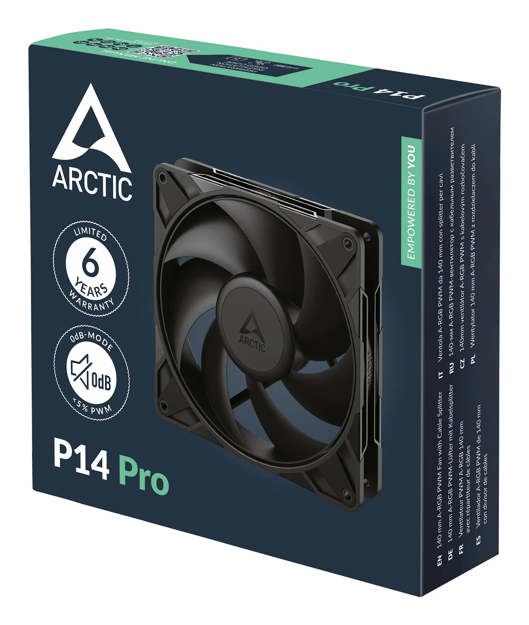 Arctic P14 Pro 140mm - chassi fl&auml;kt, Svart