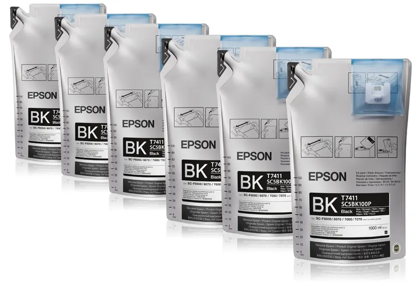 Epson UltraChrome DS C13T741100 ink cartridge kit, 6 L, Black, 6 pcs