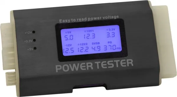 DeLOCK Nätdelstestare med LCD, ATX12V, 24-pin, 4/8-pin, PCI-E, SATA