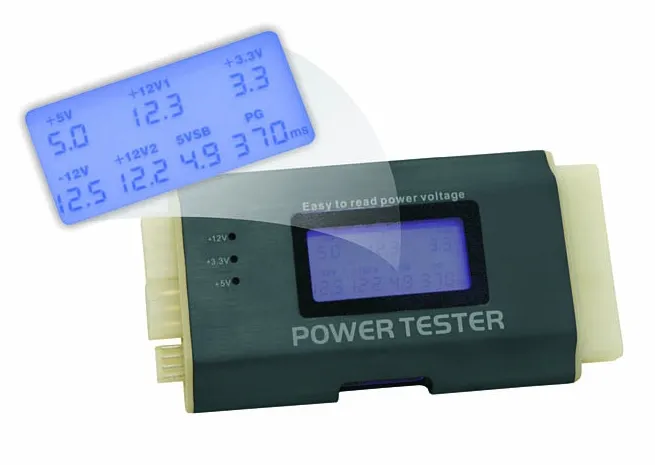 DeLOCK Nätdelstestare med LCD, ATX12V, 24-pin, 4/8-pin, PCI-E, SATA
