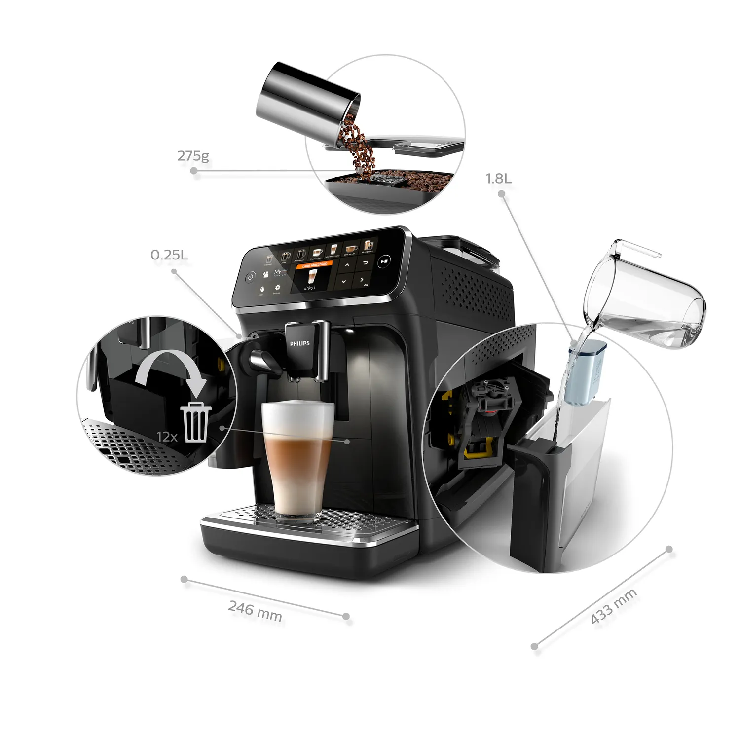 Philips 5400 series EP5441 Automatisk kaffemaskine Sort