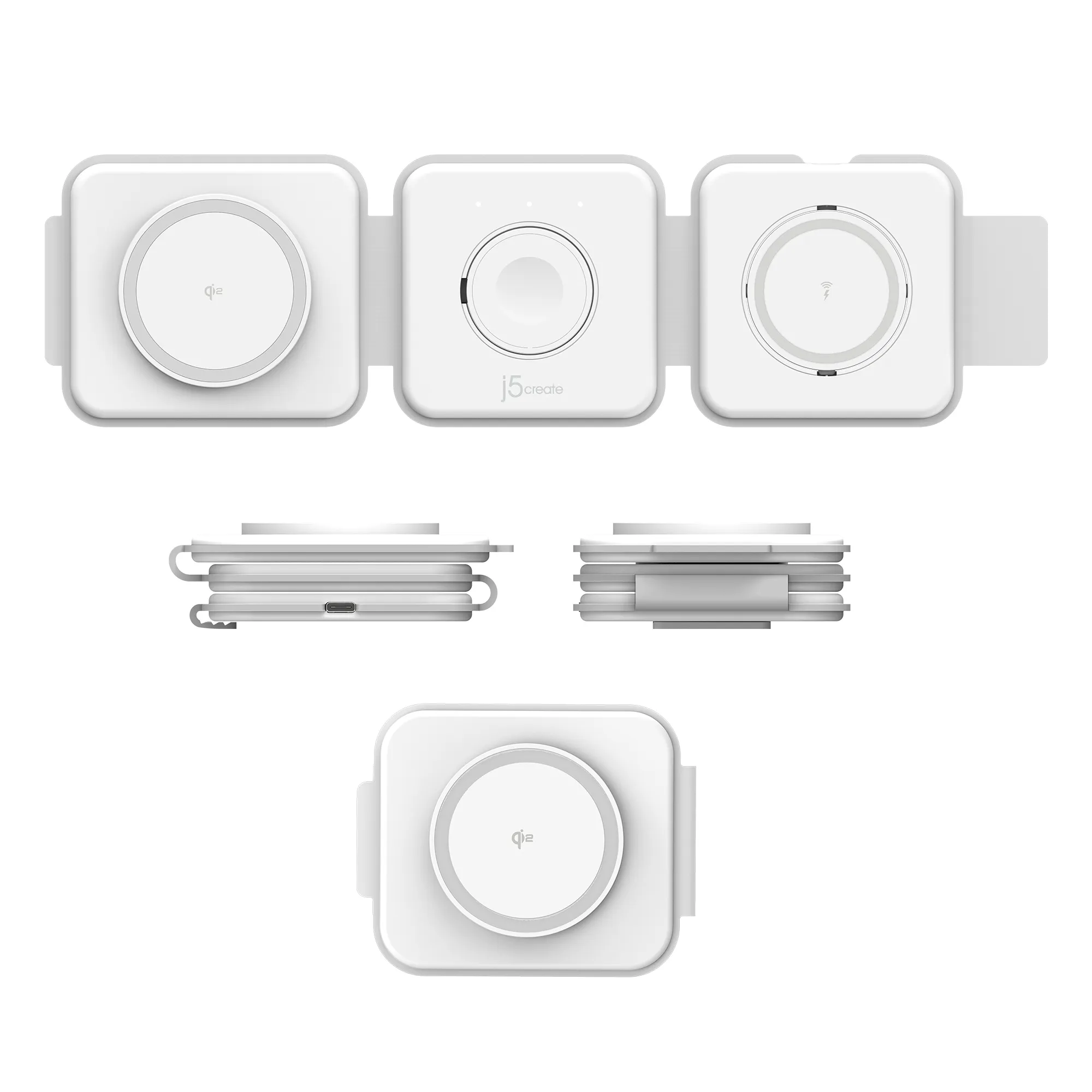 J5create Qi2 3-in-1 Magnetic Travel - Wireless Charging Station