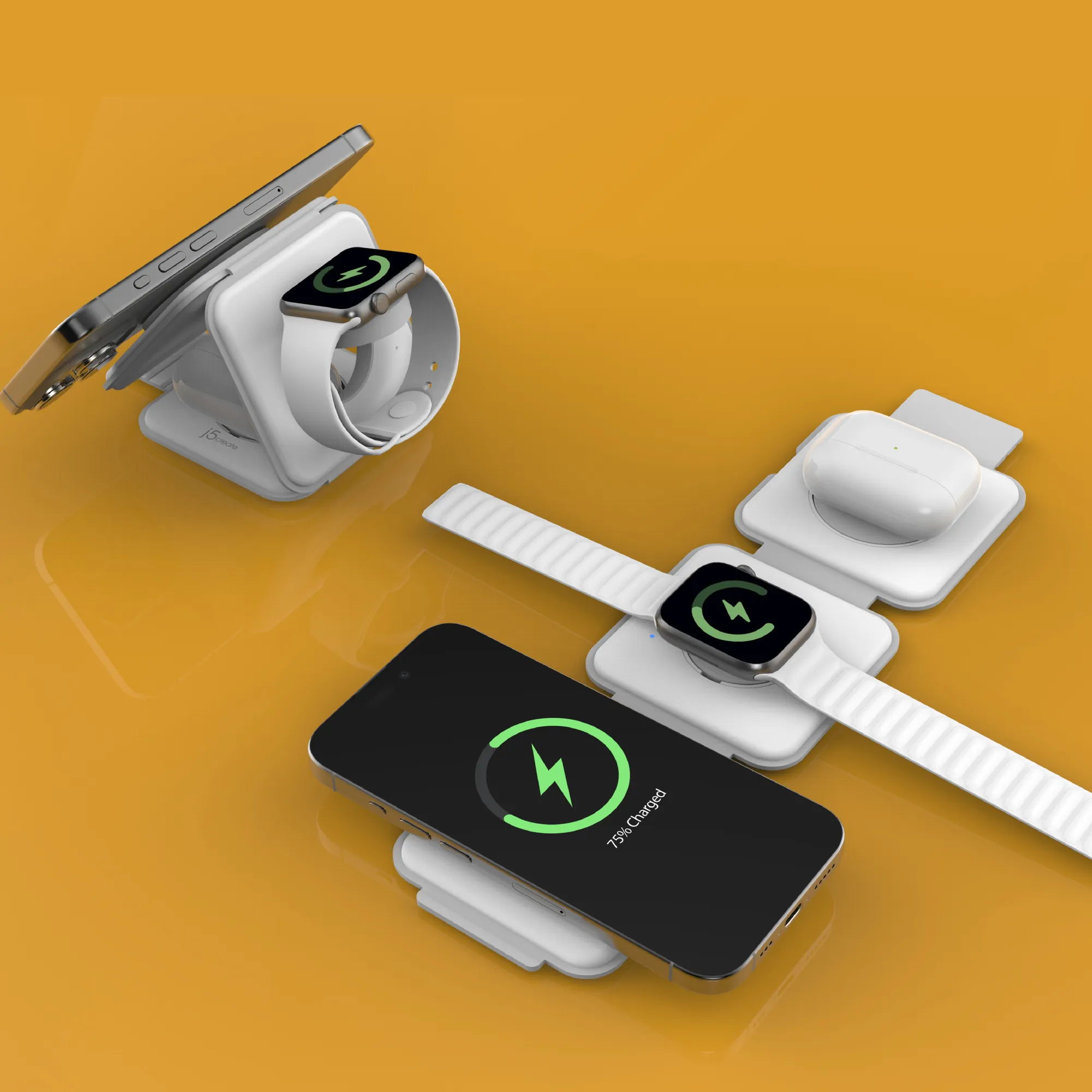 J5create Qi2 3-in-1 Magnetic Travel - Wireless Charging Station