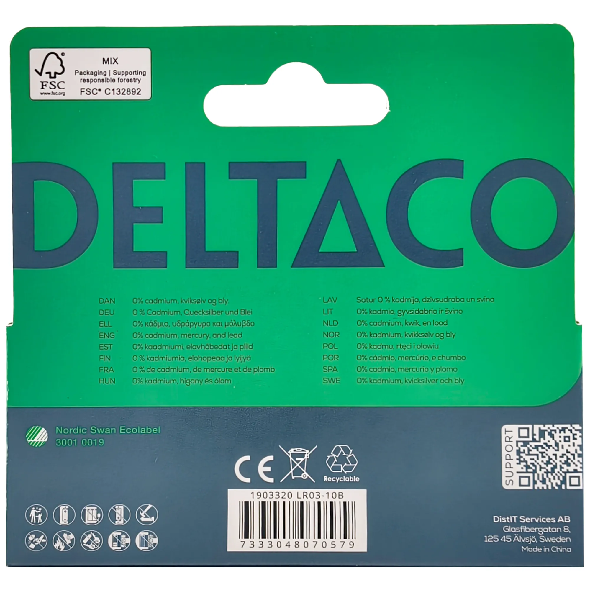 DELTACO AAA Alkaline 10-pack
