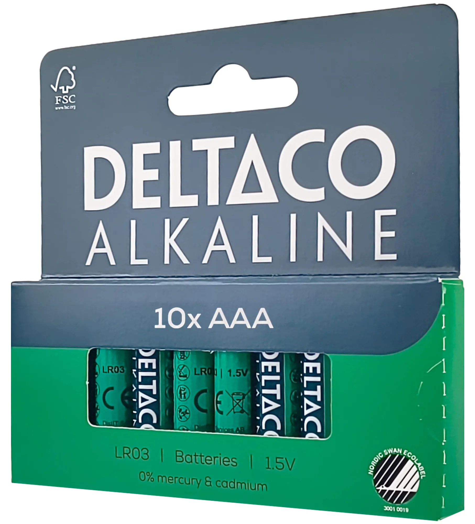 DELTACO LR03-10B - AAA-alkaliskt batteri, 10-pack