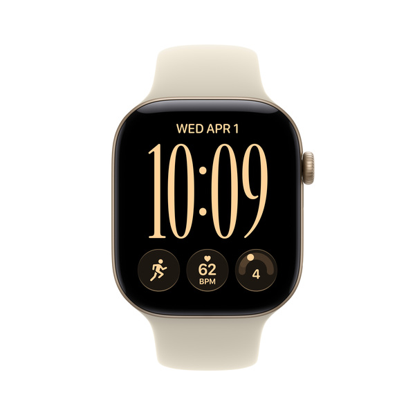 Apple Watch Series 12 (GPS) 46 mm aluminiumboett ljust guld med sportband sand, S/M
