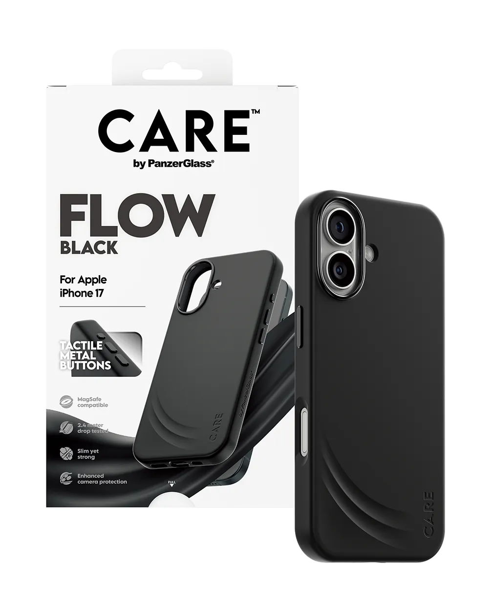 PanzerGlass CARE BY PANZERGLASS Flow MagSafe fodral f&ouml;r iPhone 17, svart