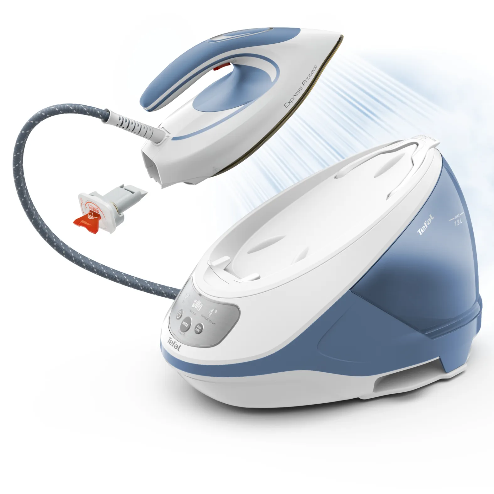 Tefal Express Protect SV9202 -h&ouml;yrysilityskeskus, 2800 W, 7,5 bar, 1,8 l, valkoinen/sininen