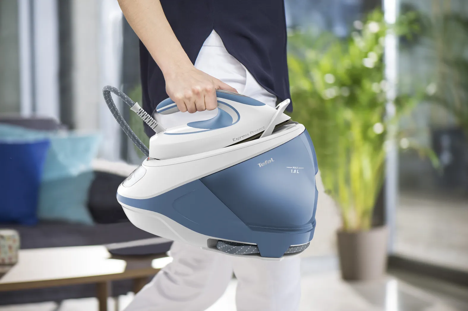 Tefal Express Protect SV9202 -h&ouml;yrysilityskeskus, 2800 W, 7,5 bar, 1,8 l, valkoinen/sininen