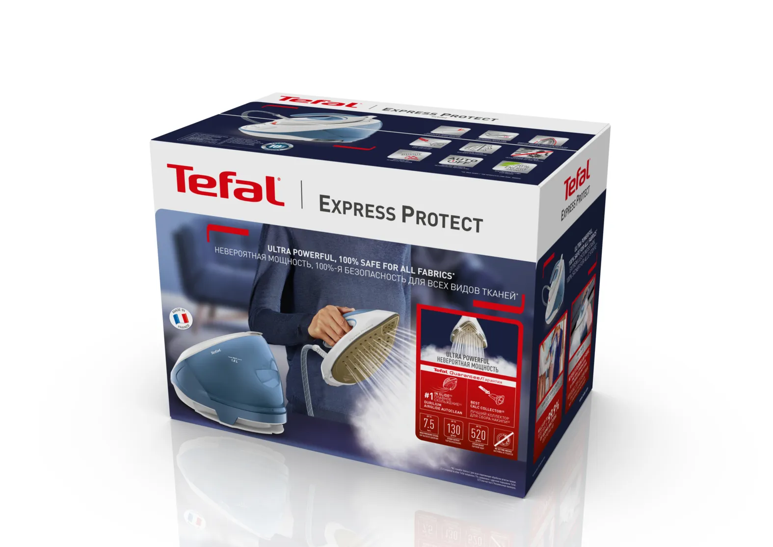 Tefal Express Protect SV9202 -h&ouml;yrysilityskeskus, 2800 W, 7,5 bar, 1,8 l, valkoinen/sininen