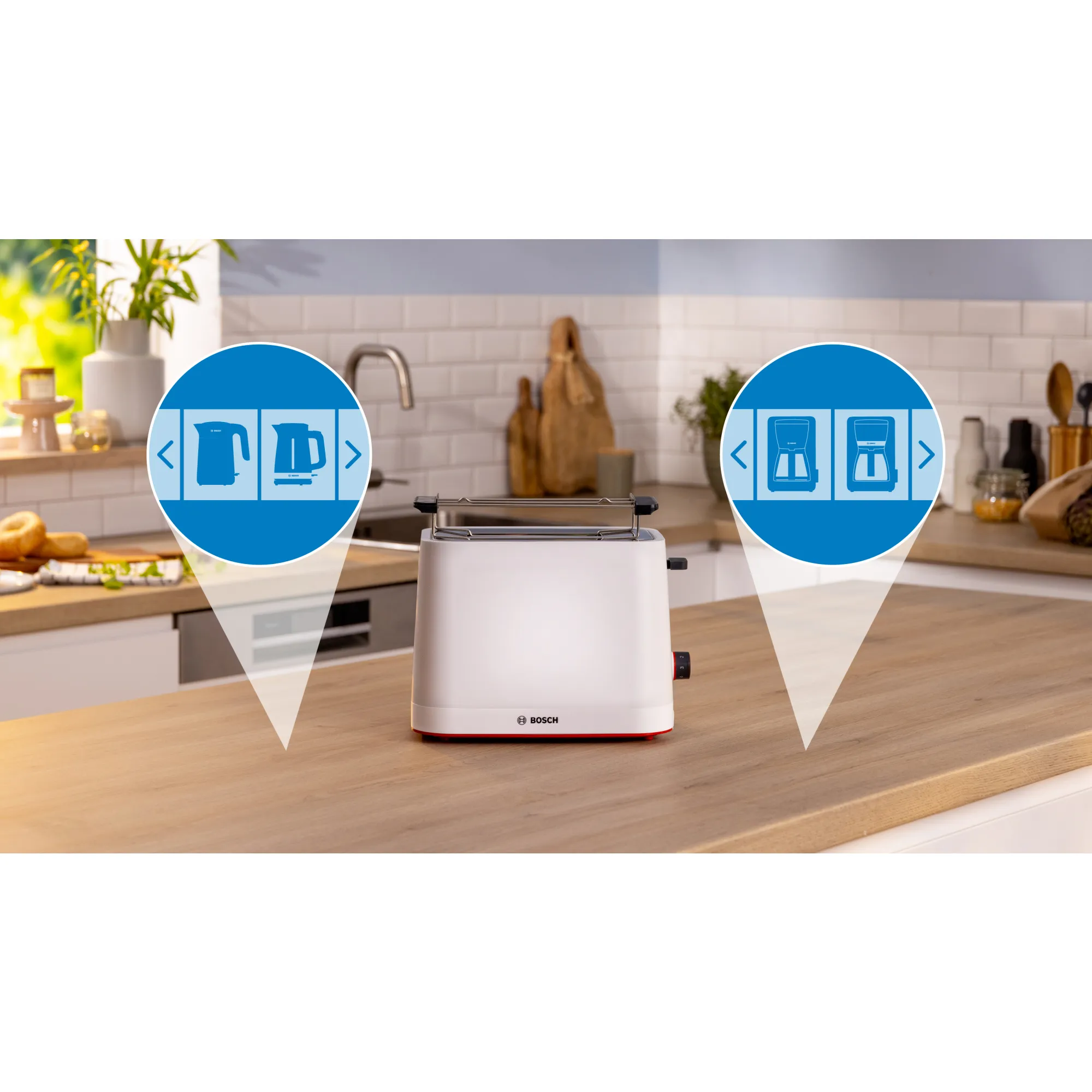 Bosch MyMoment Kompati -leiv&auml;npaahdin, Valkoinen, 2 viipaletta