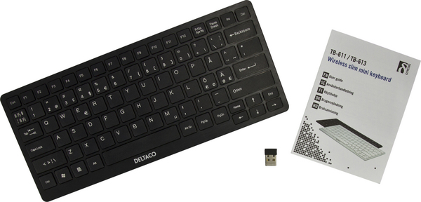 DELTACO langaton minin&auml;pp&auml;imist&ouml;, USB, k&auml;ytt&ouml;alue 10m, musta