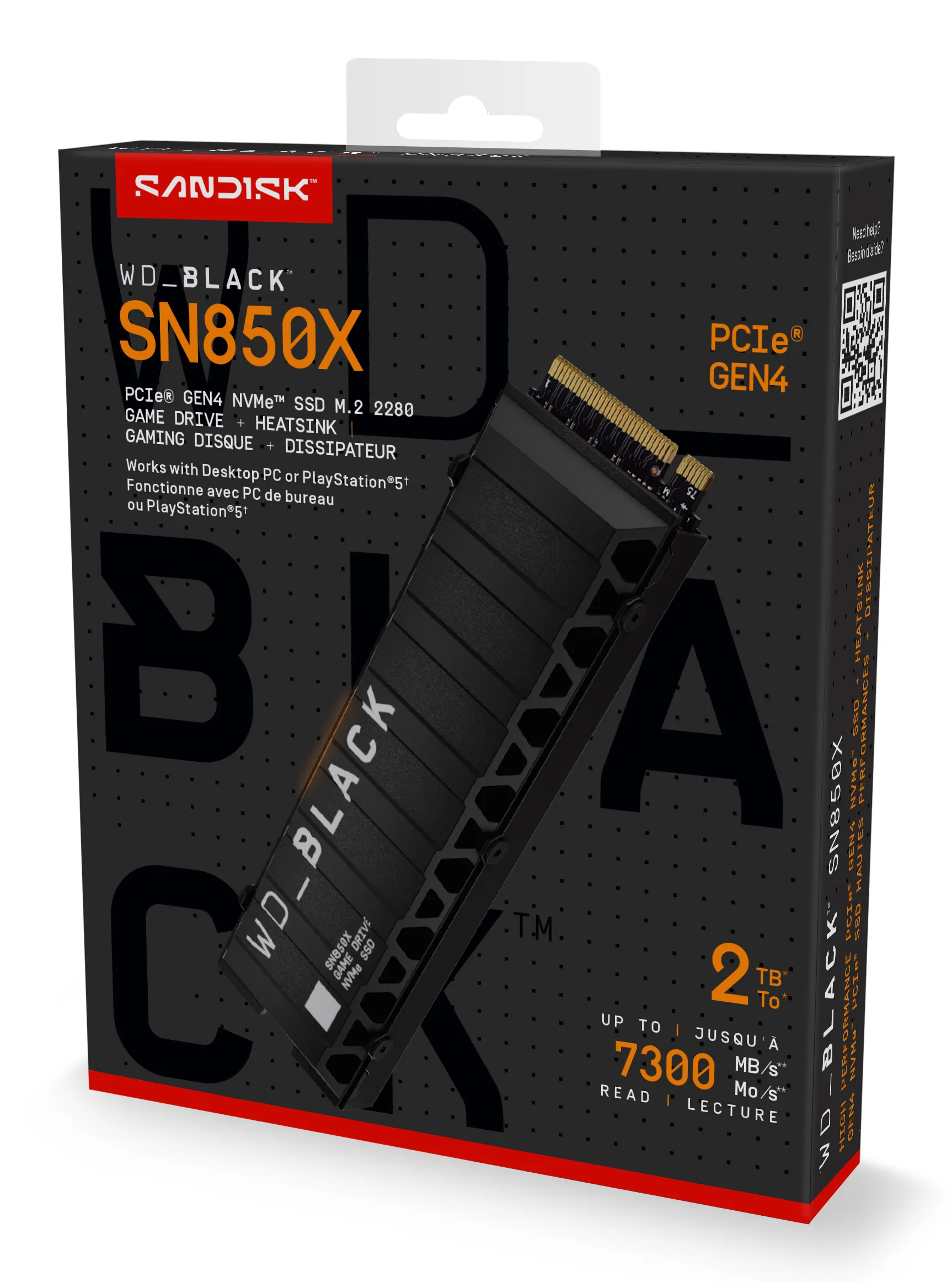 WD Black SN850X Heatsink 2 Tt M.2 NVMe -SSD-levy