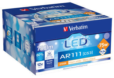 LED AR111, 14,5W silver 25 deg