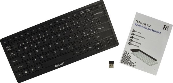 DELTACO langaton minin&auml;pp&auml;imist&ouml;, USB, k&auml;ytt&ouml;alue 10m, musta