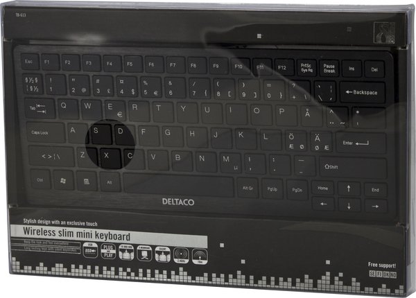 DELTACO langaton minin&auml;pp&auml;imist&ouml;, USB, k&auml;ytt&ouml;alue 10m, musta