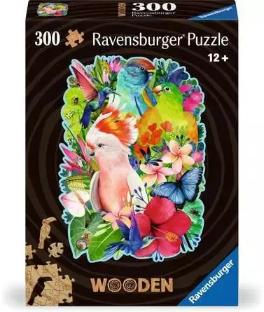 Ravensburger Wodden Puzzle Exotic Birds -palapeli, 300 palaa