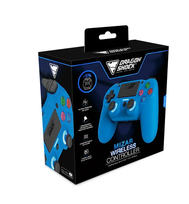 Dragonshock Mizar Bluetooth -langaton peliohjain, sininen, PS4