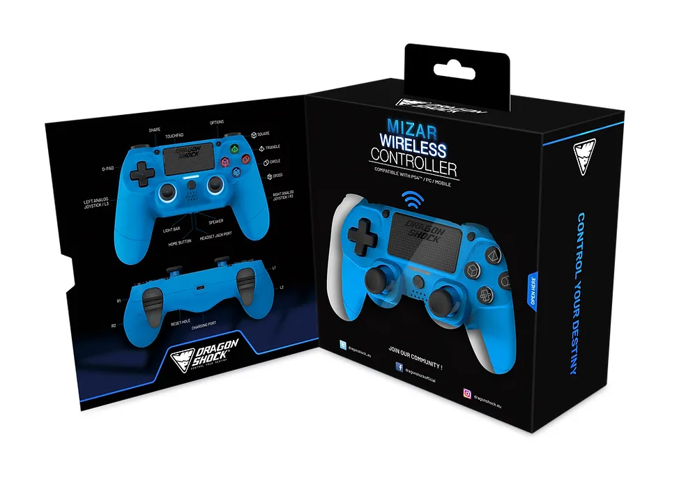 Dragonshock Mizar Bluetooth - wireless game controller, blue, PS4