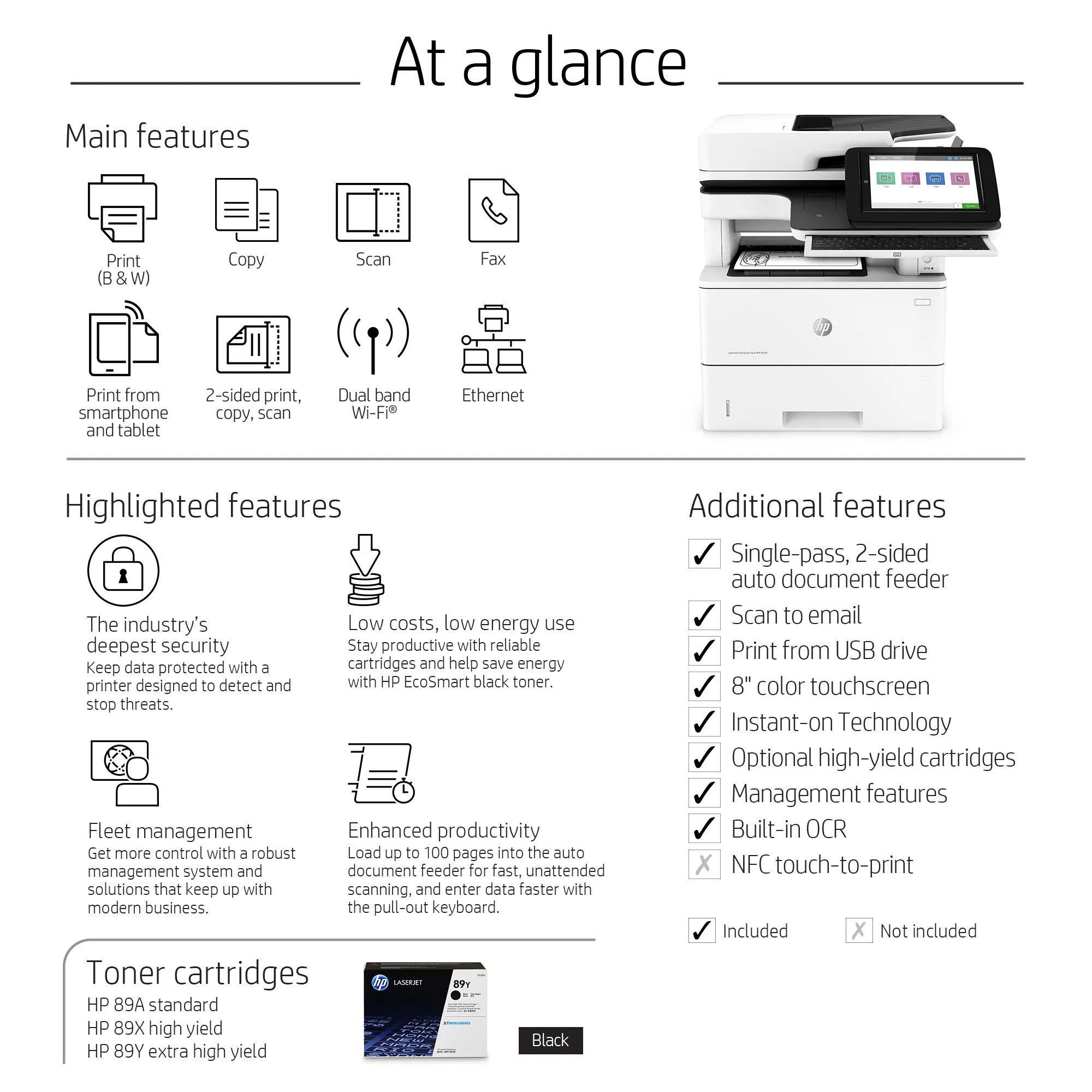 HP LaserJet M528z Duplex, LAN, A4 - mono laser printer