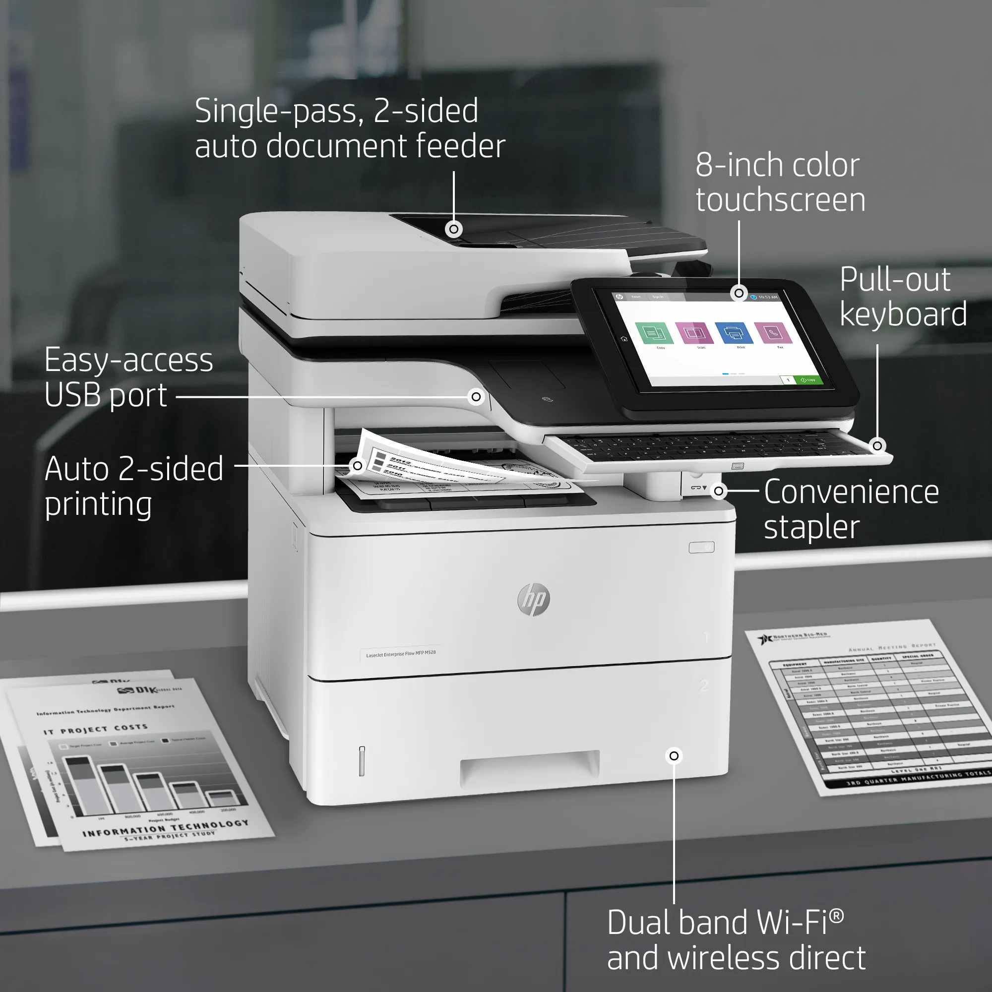 HP LaserJet M528z Duplex, LAN, A4 -mustavalkolasertulostin