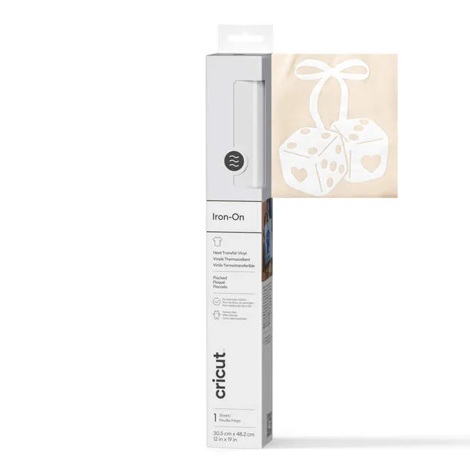 Cricut Flocked Iron-On - heat transfer vinyl roll, White, 30x48cm