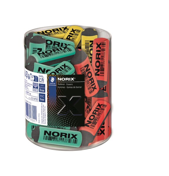 STAEDTLER Norix Triangular Plastic, 30 pcs, Assorted colours - eraser