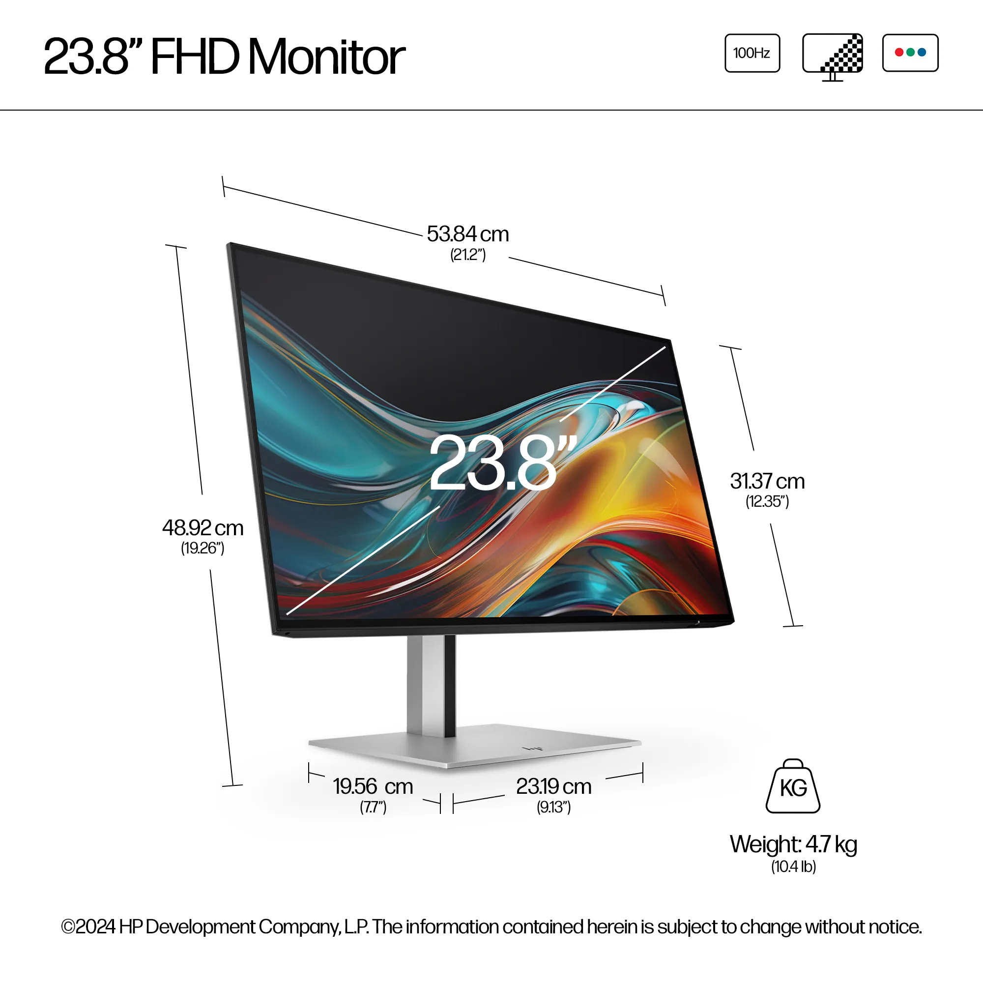 HP S7 Pro 724pf. 23.8" FHD, 5ms, 100Hz, IPS - monitor