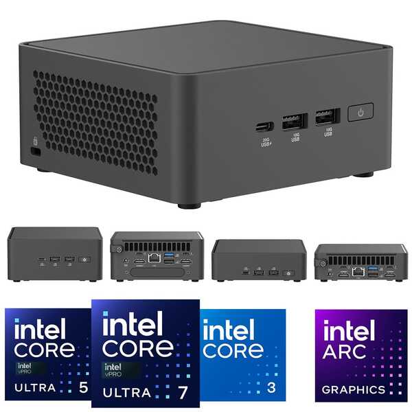 ASUS NUC 15 Pro Slim Kit RNUC15CRKV700000 Core Ultra 7 265H Mini PC Barebone, Slim, Black