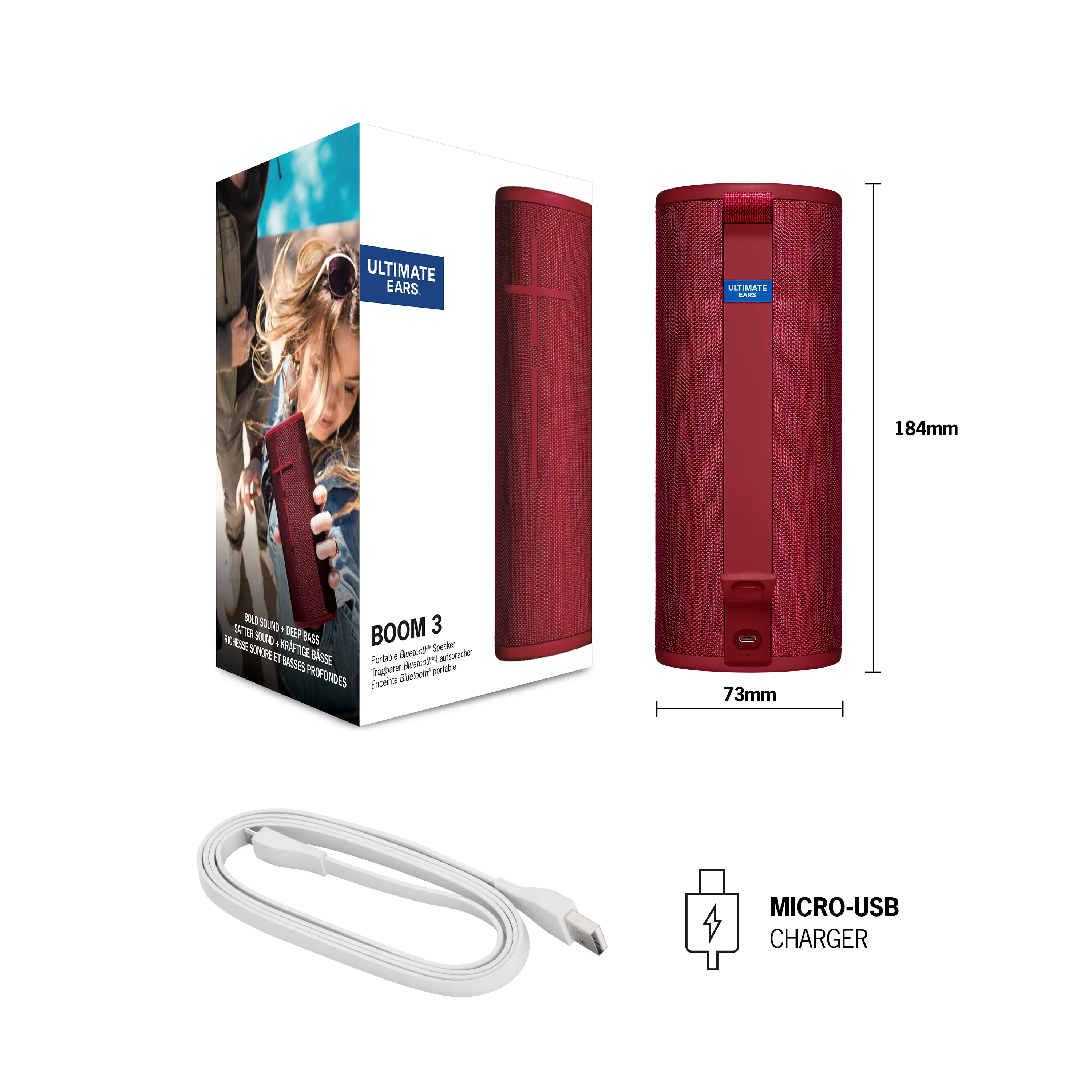 Logitech Ultimate Ears BOOM 3 - wireless speaker, sunset red