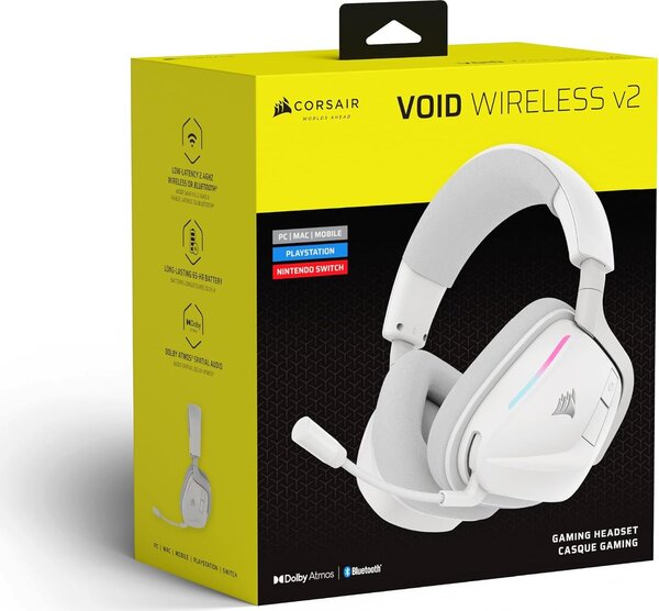 Corsair VOID WIRELESS v2 -langattomat pelikuulokkeet, Valkoinen