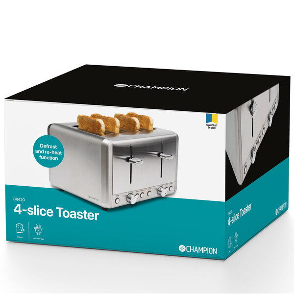 Champion CHBR420 toaster, 4 slices, Stainless steel