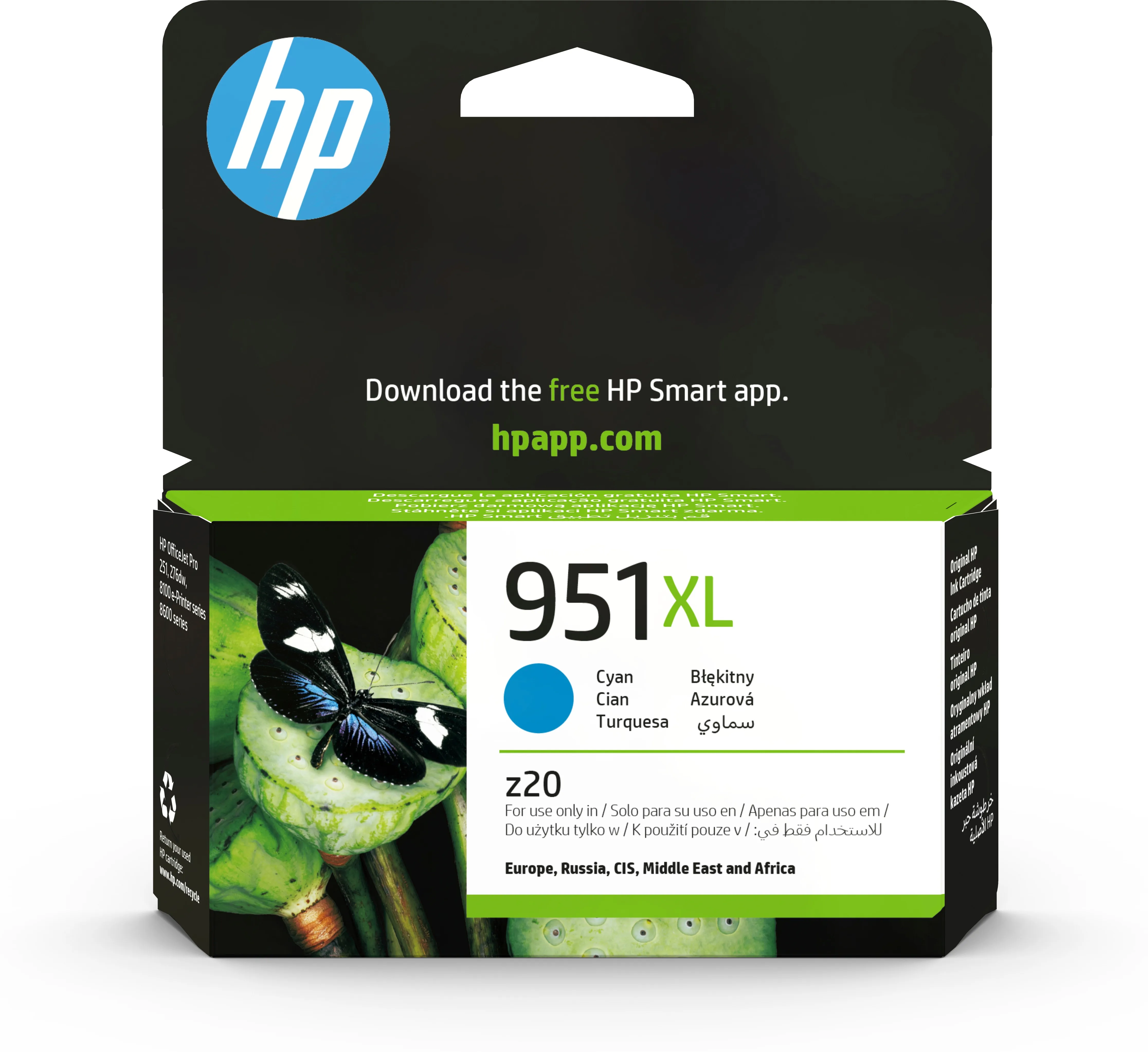 HP 951XL - 24 ml - Tuottoisa - sinivihre&auml; - alkuper&auml;inen - mustepatruuna malleihin Officejet Pro 251dw, 276dw, 8100, 8600, 8600 N911a, 8610, 8615, 8616, 8620, 8