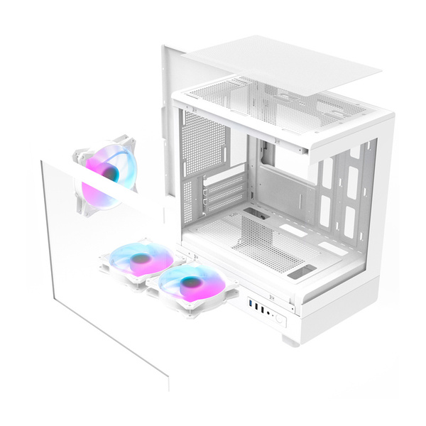 DARKFLASH DB330M Mini-Tower Case with window and RGB lighting, White