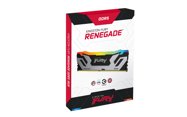 Kingston Fury Renegade RGB 48 Gt (2x24Gt) 8400 MHz, CL40, DDR5 XMP -muisti, musta/hopea